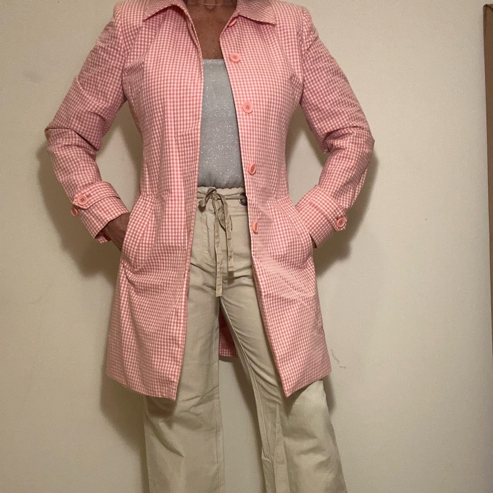 LAST CHANCE!Pink Gingham Women's Rain Coat